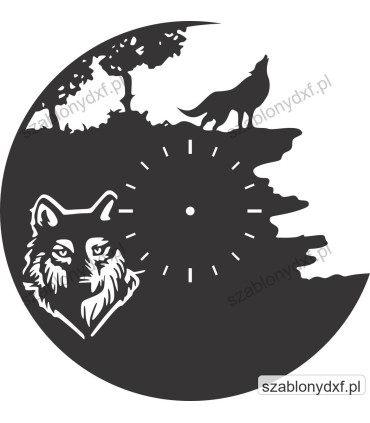Zegar Wolf I | zegar ścienny DXF CNC