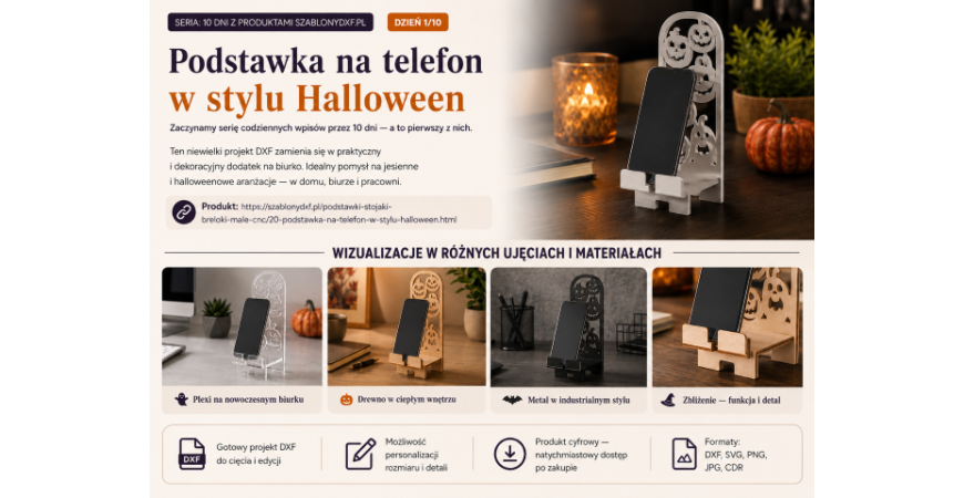 Podstawka na telefon w stylu Halloween — dekoracja na biurko, która ma też praktyczne zastosowanie