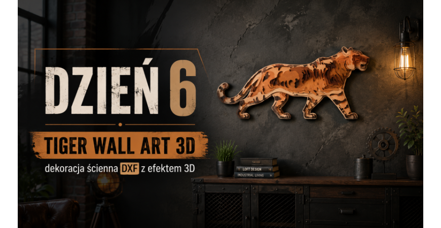 Tiger Wall Art 3D — dekoracja ścienna DXF, która nadaje wnętrzu mocny charakter