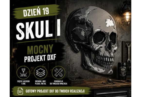 Skul I — projekt DXF z czaszką do wnętrza o mocnym charakterze